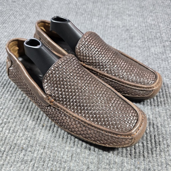 Tommy Bahama Shoes Mens Size 9 Brown Naples Driver Woven Leather Loafers TFM0030 - Picture 1 of 14